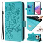 For Infinix Zero 40 5G / 4G Embossed Rose RFID Anti-theft Leather Phone Case(Light Blue) - 1