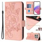 For Infinix Zero 40 5G / 4G Embossed Rose RFID Anti-theft Leather Phone Case(Pink) - 1