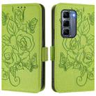 For Infinix Hot 50 Pro+ 4G Embossed Rose RFID Anti-theft Leather Phone Case(Green) - 2