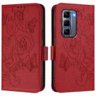 For Infinix Hot 50 Pro+ 4G Embossed Rose RFID Anti-theft Leather Phone Case(Red) - 2