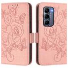 For Infinix Hot 50 Pro+ 4G Embossed Rose RFID Anti-theft Leather Phone Case(Pink) - 2