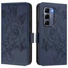 For Infinix Hot 50 Pro+ 4G Embossed Rose RFID Anti-theft Leather Phone Case(Dark Blue) - 2