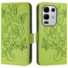 For Infinix Note 50s Embossed Rose RFID Anti-theft Leather Phone Case(Green) - 2