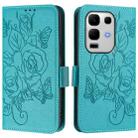 For Infinix Note 50s Embossed Rose RFID Anti-theft Leather Phone Case(Light Blue) - 2