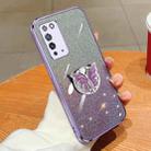 For Honor X10 Plated Gradient Glitter Butterfly Holder TPU Phone Case(Purple) - 1