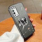 For Honor X10 Plated Gradient Glitter Butterfly Holder TPU Phone Case(Black) - 1