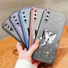 For Honor Play 3 Plated Gradient Glitter Butterfly Holder TPU Phone Case(Silver) - 2