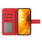For Samsung Galaxy M35 5G Skin Feel Sun Flower Embossed Flip Leather Phone Case with Lanyard(Red) - 3