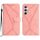 For Samsung Galaxy M35 5G Stitching Embossed Leather Phone Case(Pink) - 1