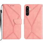 For Samsung Galaxy M36 5G Stitching Embossed Leather Phone Case(Pink) - 1