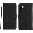 For Samsung Galaxy M36 5G Stitching Embossed Leather Phone Case(Black) - 1