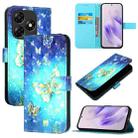 For Itel P55 4G 3D Painting Horizontal Flip Leather Phone Case(Golden Butterfly) - 1