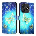 For Itel P55 4G 3D Painting Horizontal Flip Leather Phone Case(Golden Butterfly) - 2