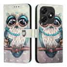 For Itel P55 4G 3D Painting Horizontal Flip Leather Phone Case(Grey Owl) - 2