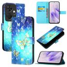 For Itel P55+ 3D Painting Horizontal Flip Leather Phone Case(Golden Butterfly) - 1