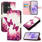 For Itel P55+ 3D Painting Horizontal Flip Leather Phone Case(Rose Butterfly) - 1