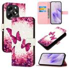 For Itel S23+ 3D Painting Horizontal Flip Leather Phone Case(Rose Butterfly) - 1