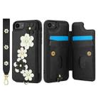 For iPhone SE 2022 / SE 2020 Crossbody Flower Pattern Leather Phone Case(Black) - 2