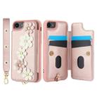 For iPhone SE 2022 / SE 2020 Crossbody Flower Pattern Leather Phone Case(Rose Gold) - 2