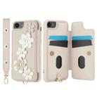 For iPhone 8 Plus / 7 Plus Crossbody Flower Pattern Leather Phone Case(White) - 2