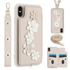 For iPhone XS / X Crossbody Flower Pattern Leather Phone Case(White) - 1