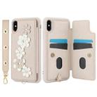 For iPhone XS / X Crossbody Flower Pattern Leather Phone Case(White) - 2