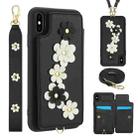 For iPhone XS / X Crossbody Flower Pattern Leather Phone Case(Black) - 1