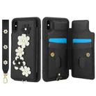 For iPhone XS / X Crossbody Flower Pattern Leather Phone Case(Black) - 2