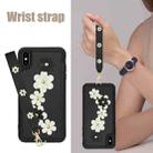 For iPhone XS / X Crossbody Flower Pattern Leather Phone Case(Black) - 3