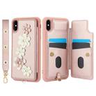 For iPhone XS / X Crossbody Flower Pattern Leather Phone Case(Rose Gold) - 2