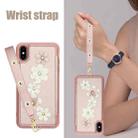 For iPhone XS / X Crossbody Flower Pattern Leather Phone Case(Rose Gold) - 3