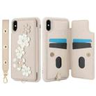 For iPhone XR Crossbody Flower Pattern Leather Phone Case(White) - 2