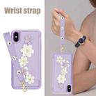 For iPhone XR Crossbody Flower Pattern Leather Phone Case(Purple) - 3