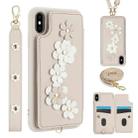 For iPhone XS Max Crossbody Flower Pattern Leather Phone Case(White) - 1