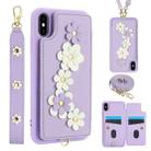 For iPhone XS Max Crossbody Flower Pattern Leather Phone Case(Purple) - 1