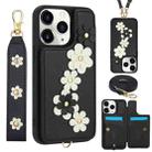 For iPhone 11 Pro Crossbody Flower Pattern Leather Phone Case(Black) - 1