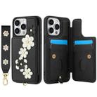 For iPhone 11 Pro Crossbody Flower Pattern Leather Phone Case(Black) - 2