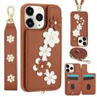 For iPhone 11 Pro Crossbody Flower Pattern Leather Phone Case(Brown) - 1