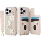 For iPhone 11 Pro Max Crossbody Flower Pattern Leather Phone Case(White) - 2