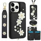 For iPhone 11 Pro Max Crossbody Flower Pattern Leather Phone Case(Black) - 1