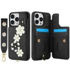 For iPhone 11 Pro Max Crossbody Flower Pattern Leather Phone Case(Black) - 2