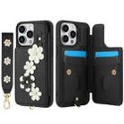 For iPhone 12 / 12 Pro Crossbody Flower Pattern Leather Phone Case(Black) - 2