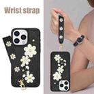 For iPhone 12 / 12 Pro Crossbody Flower Pattern Leather Phone Case(Black) - 3