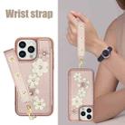 For iPhone 12 / 12 Pro Crossbody Flower Pattern Leather Phone Case(Rose Gold) - 3