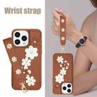 For iPhone 12 / 12 Pro Crossbody Flower Pattern Leather Phone Case(Brown) - 3