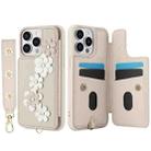 For iPhone 13 Pro Crossbody Flower Pattern Leather Phone Case(White) - 2