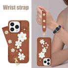 For iPhone 13 Pro Crossbody Flower Pattern Leather Phone Case(Brown) - 3