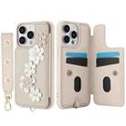 For iPhone 13 Pro Max Crossbody Flower Pattern Leather Phone Case(White) - 2
