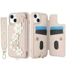 For iPhone 14 / 13 Crossbody Flower Pattern Leather Phone Case(White) - 2