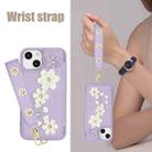 For iPhone 14 / 13 Crossbody Flower Pattern Leather Phone Case(Purple) - 3